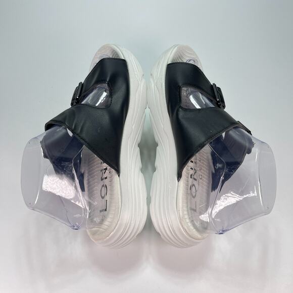 London Fog Nasia White Black Adjustable Straps Sandals WL06328W Womens Size 8W - Picture 7 of 10